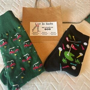 Golf-Themed His and Hers Socks Set - Green and Black #golfsocks #gift